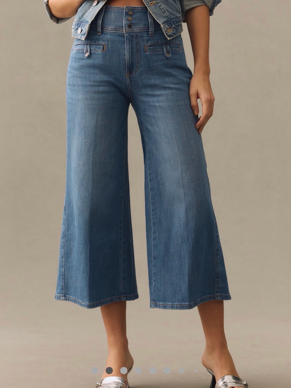 Pilcro Wide-Leg Crop Trouser Jeans - Blue
